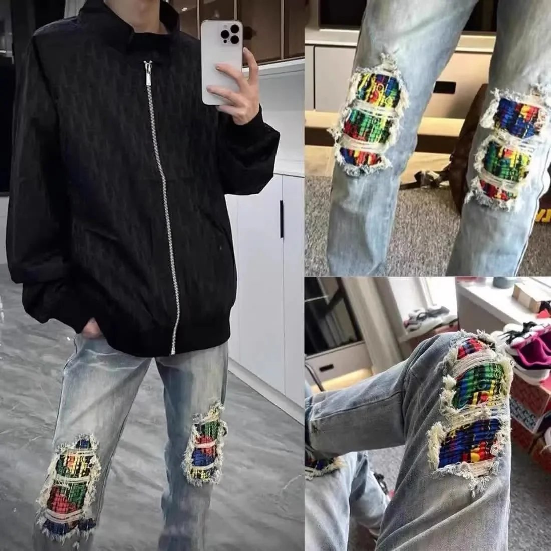 Unbranded Jeans Loose-Fit Graphic and Distressed Designs — 11