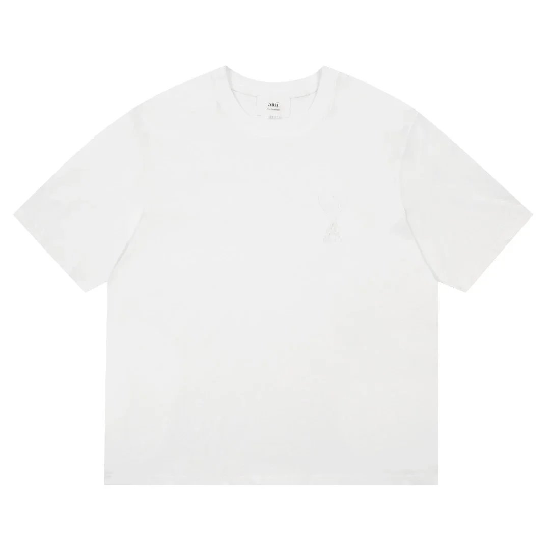 AMI T-Shirts Crewneck T-Shirt with de Coeur Heart Logo image 5