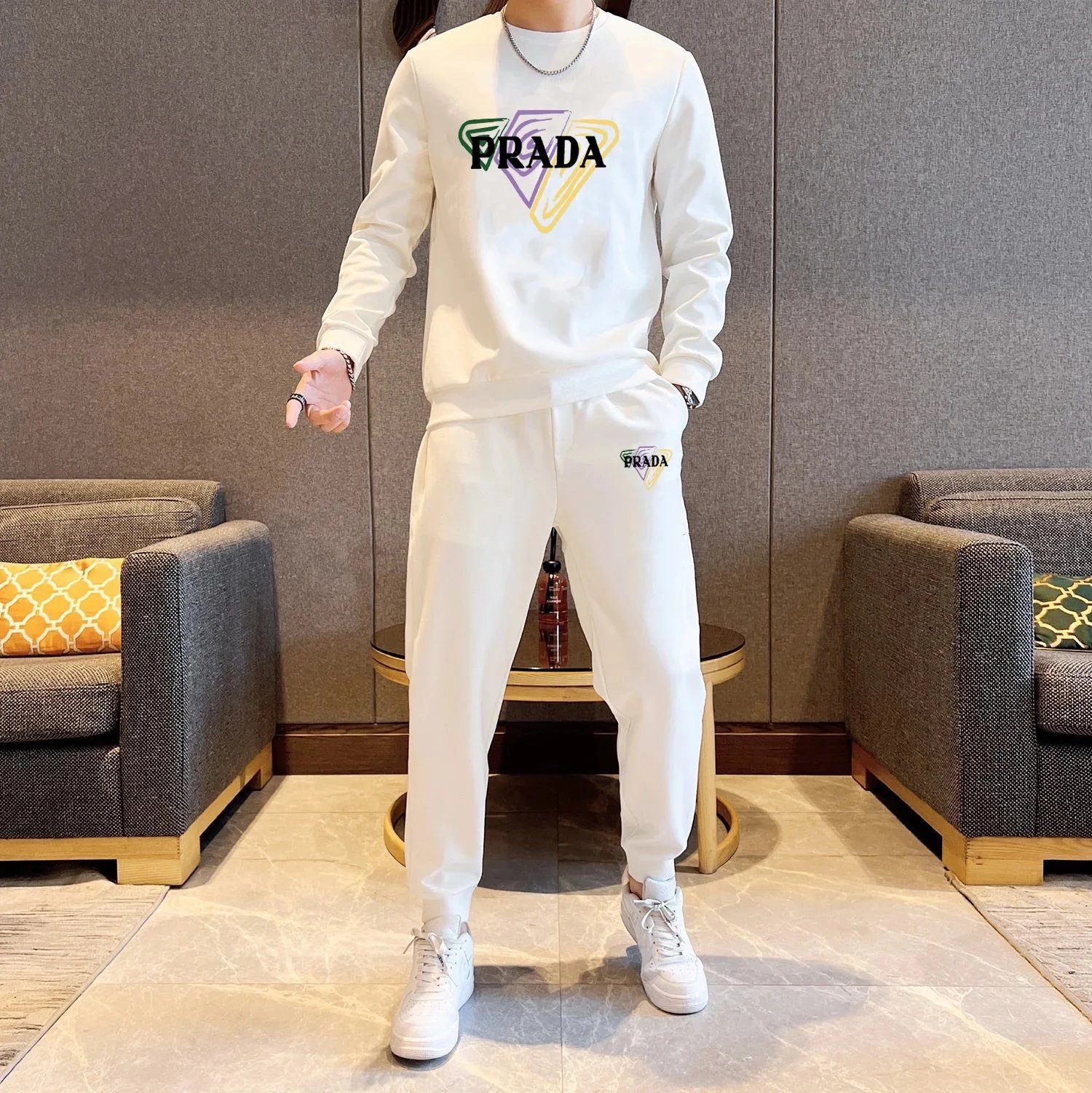 Prada Matching Sets Logo Sweatshirt and Jogger Set product image
