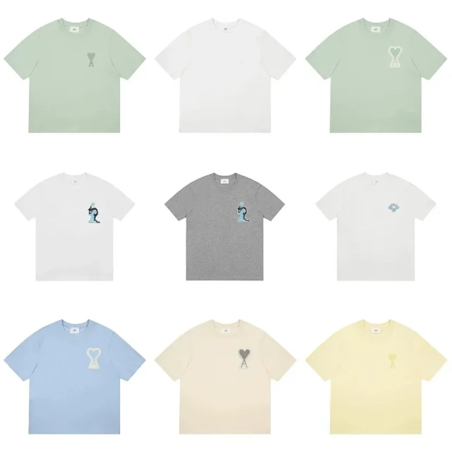 AMI T-Shirts Crewneck T-Shirt with de Coeur Heart Logo product detail image 1