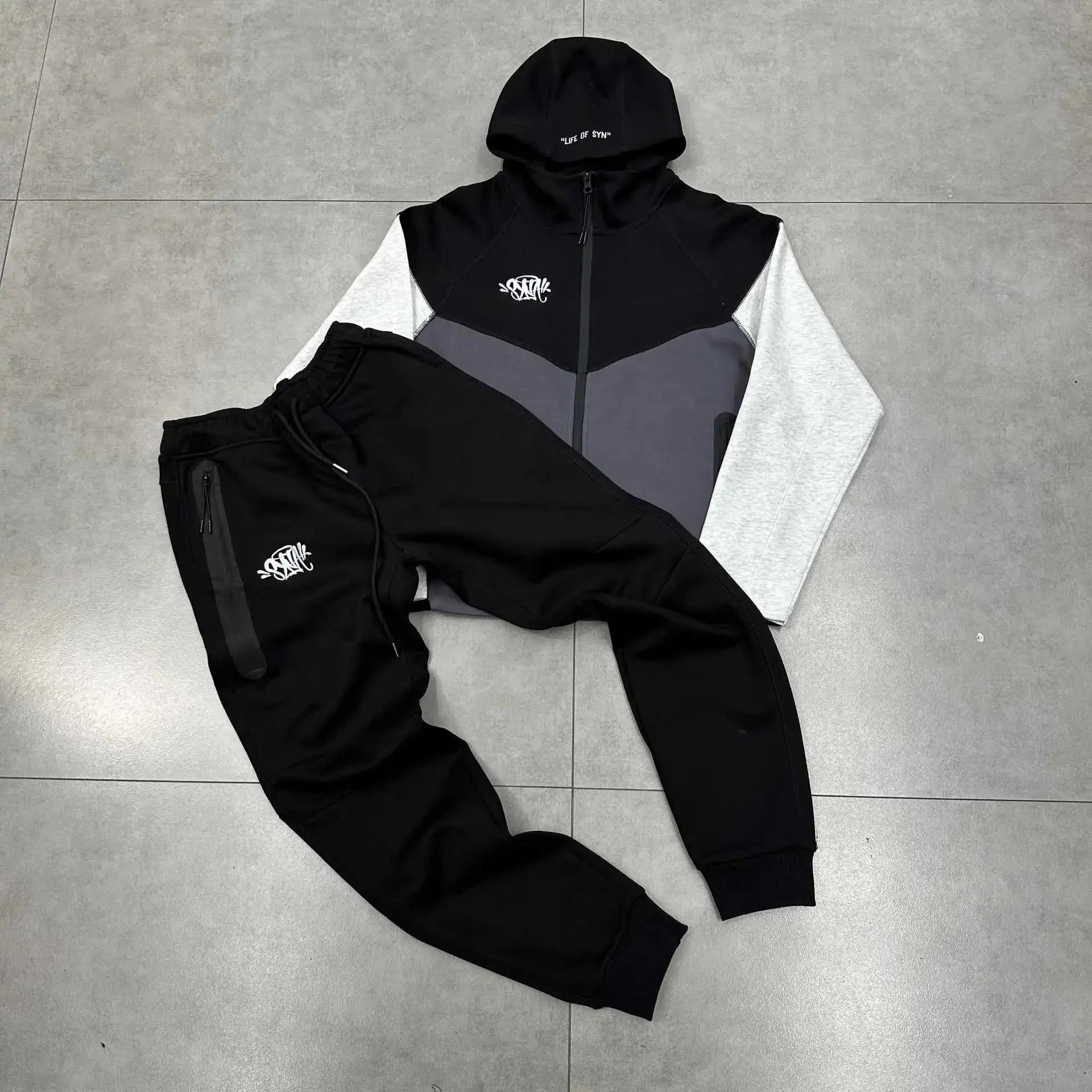 Life of Syn Jackets Hooded Zip-Front Colorblock Jacket — Black Set * Top quality