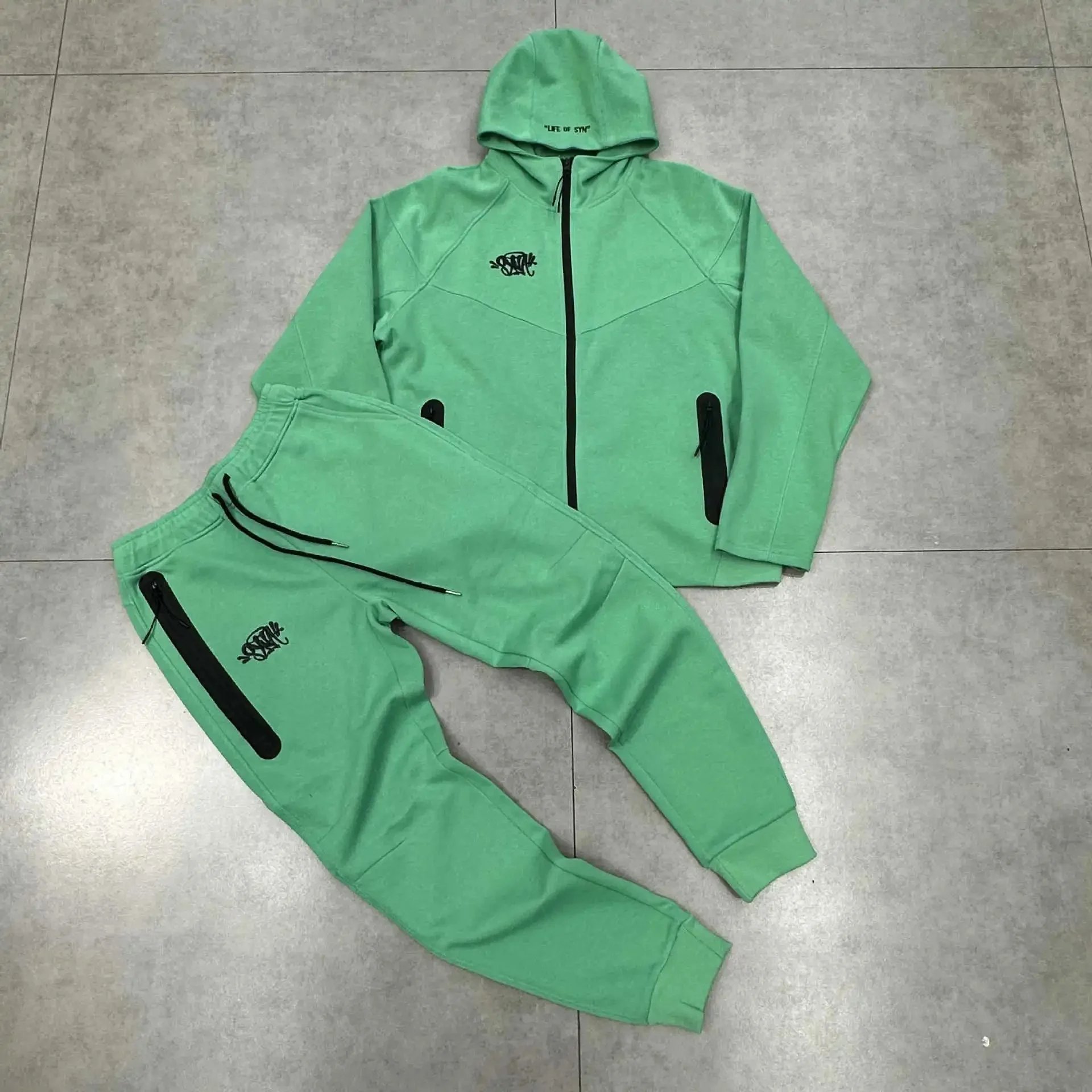 Life of Syn Jackets Hooded Zip-Front Colorblock Jacket — Green Set * Top quality