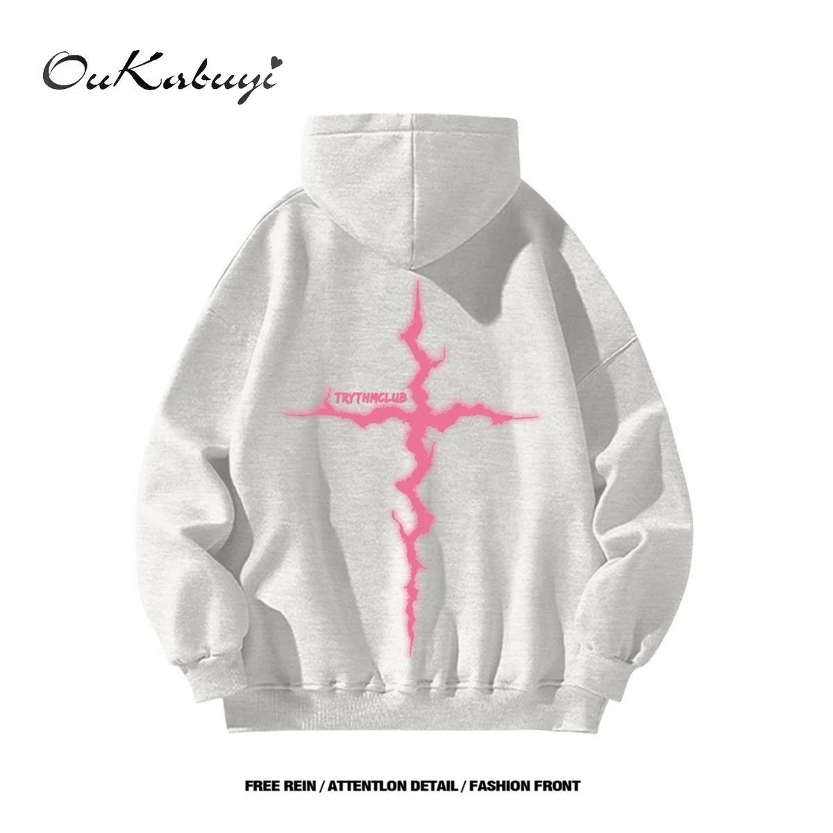 Unbranded Hoodies & Sweatshirts Oversized graphic print pullover — 26 white