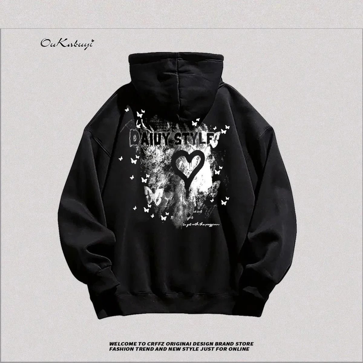 Unbranded Hoodies & Sweatshirts Oversized graphic print pullover — 32 black