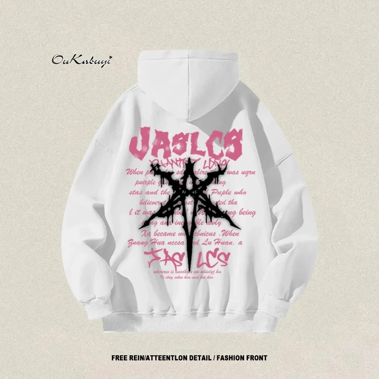 Unbranded Hoodies & Sweatshirts Oversized graphic print pullover — 40 white