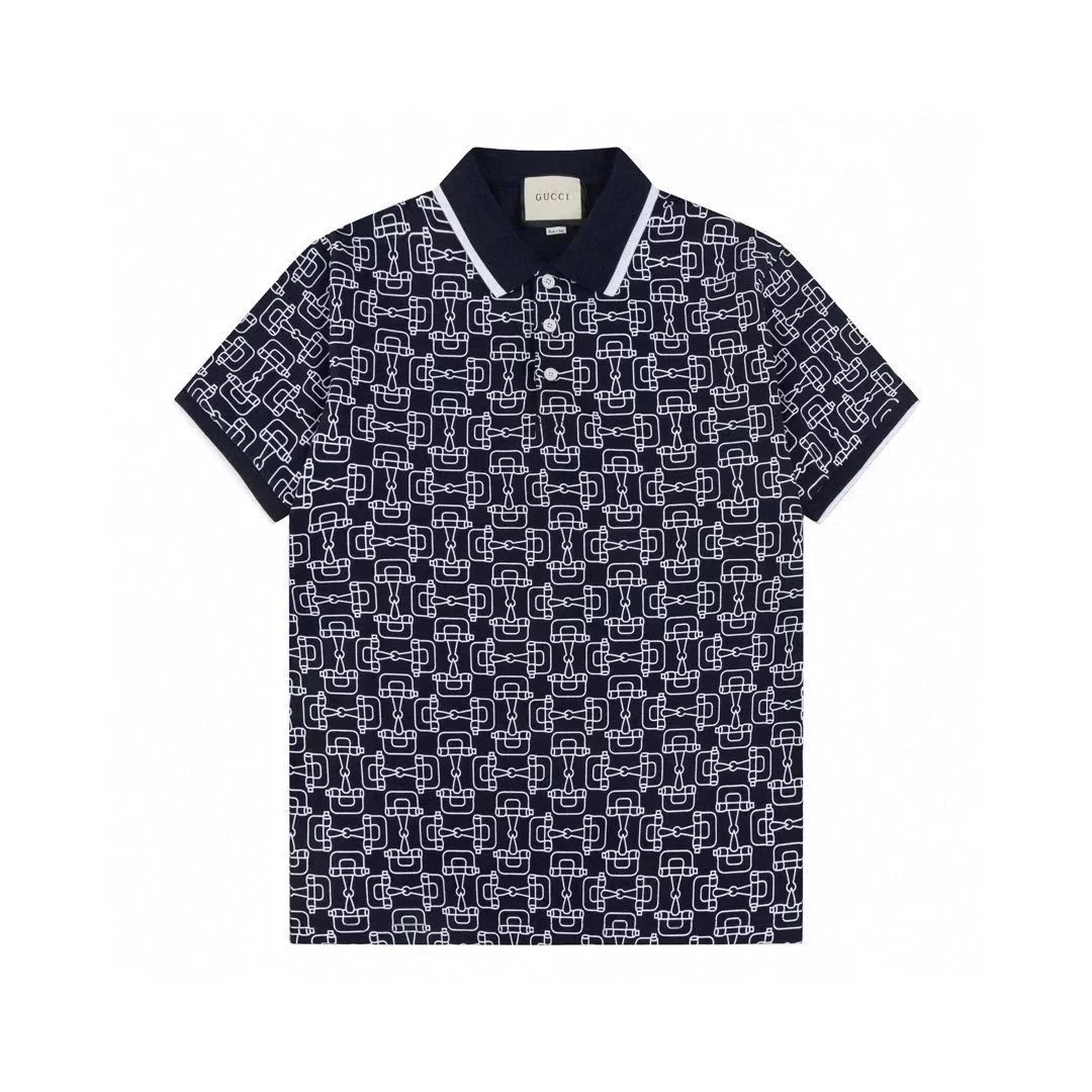 Gucci Shirts Short-Sleeve Polo Shirt — Black background with white stripes