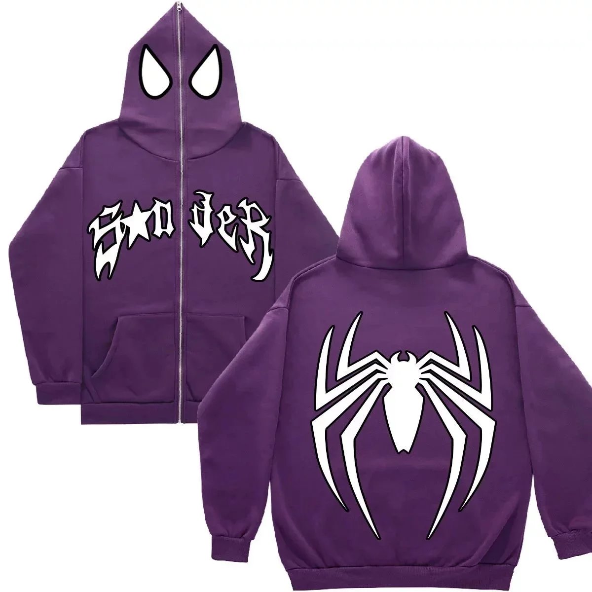 Lacoste Matching Sets Zip-Up Track Jacket and Pants Set — Dark purple spider sweater 002