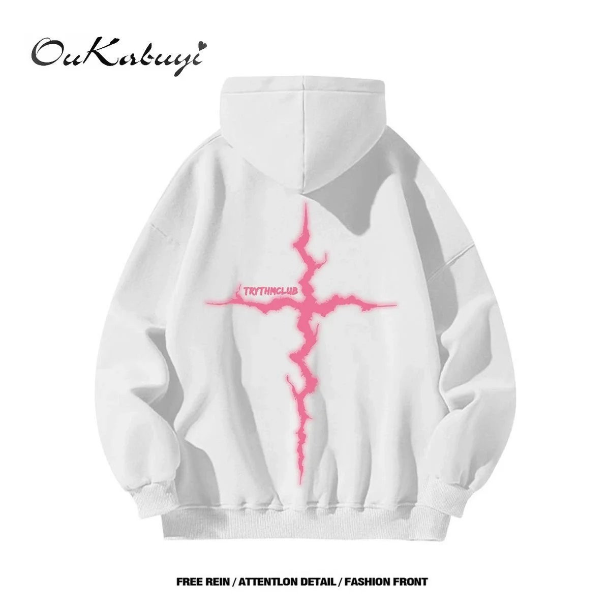 Unbranded Hoodies & Sweatshirts Oversized graphic print pullover — 28 white