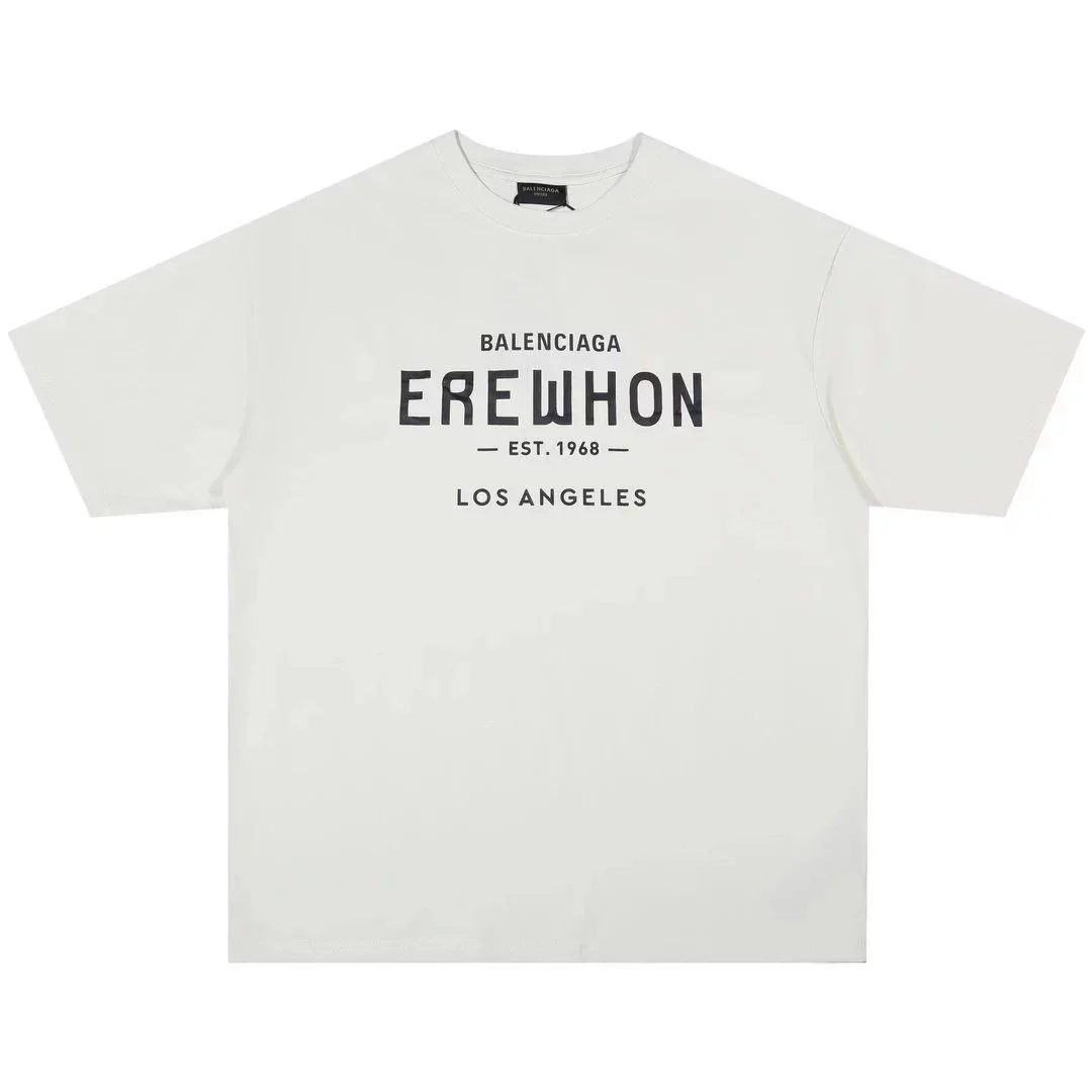 Balenciaga T-Shirts Short-Sleeve Logo Graphic T-Shirt — White letter 002