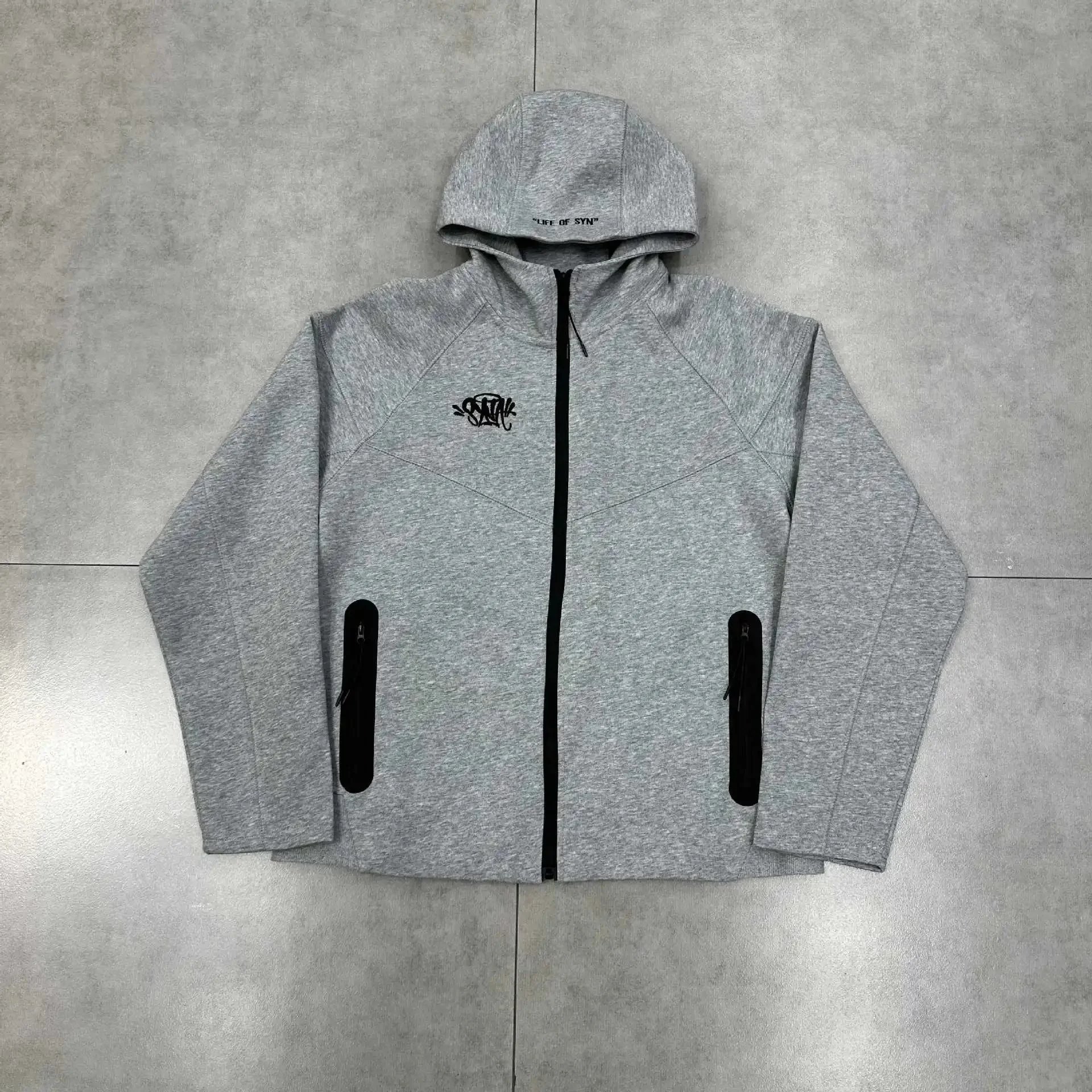 Life of Syn Jackets Hooded Zip-Front Colorblock Jacket — Light gray [top】*Top quality