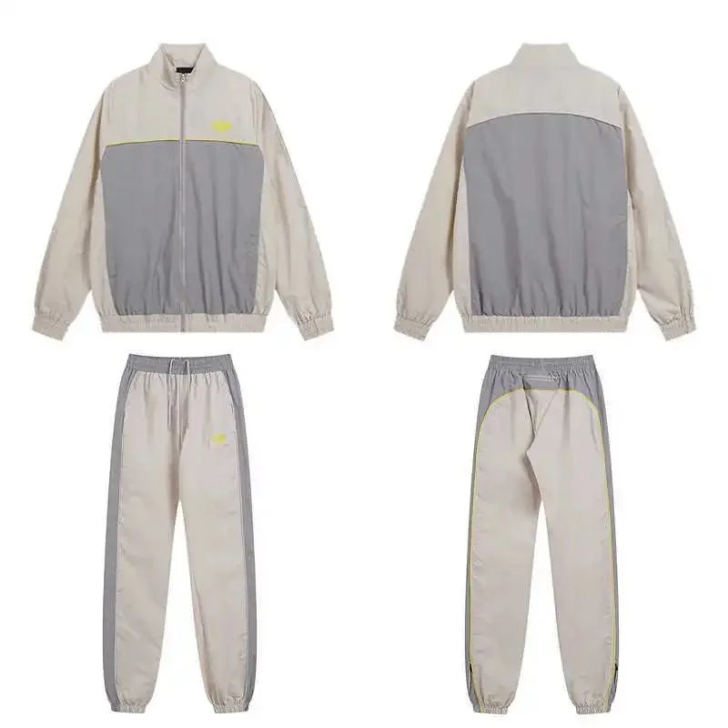 Life of Syn Jackets Hooded Zip-Front Colorblock Jacket — Light gray suit*Top quality