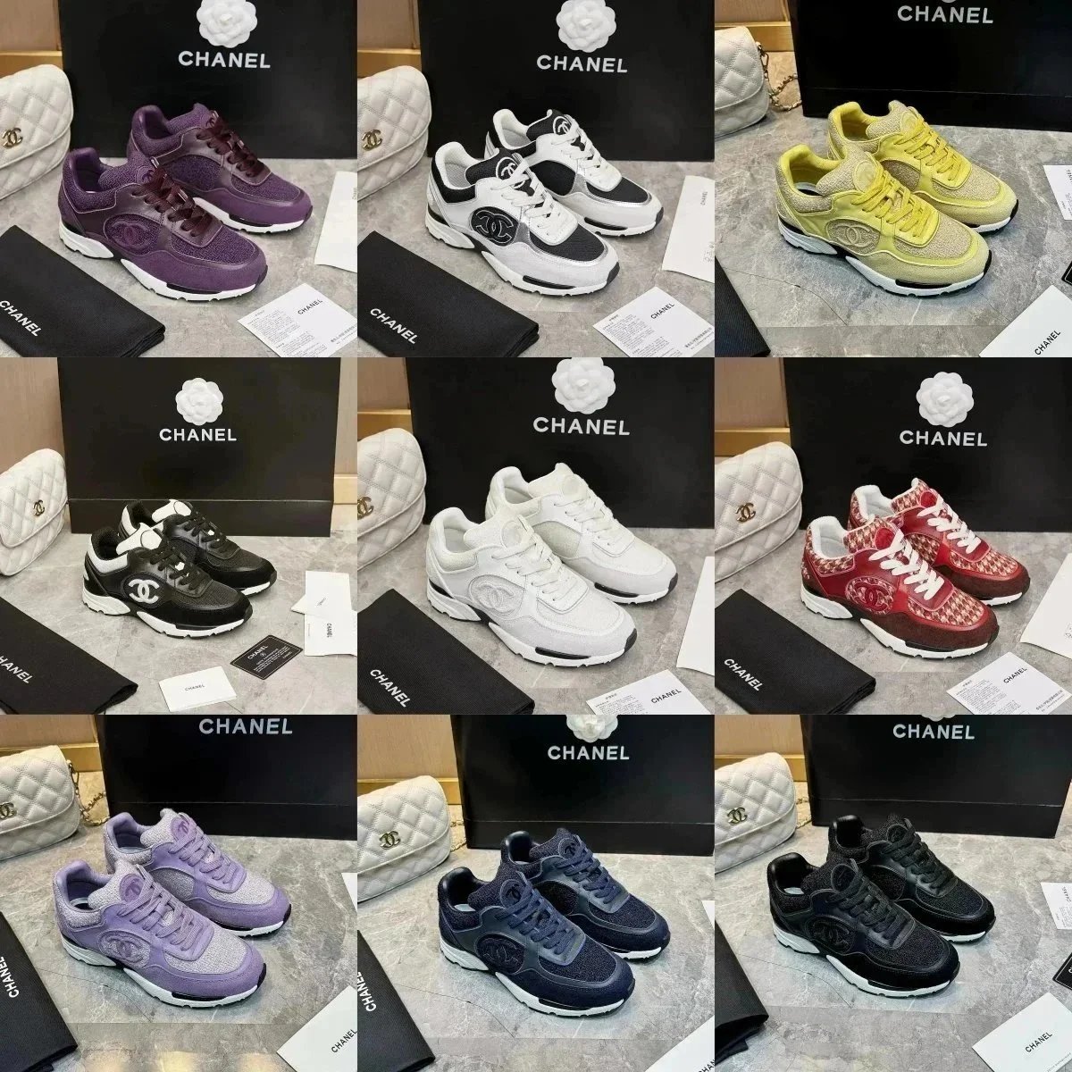 Chanel CC Logo Lace-Up Low-Top Sneakers