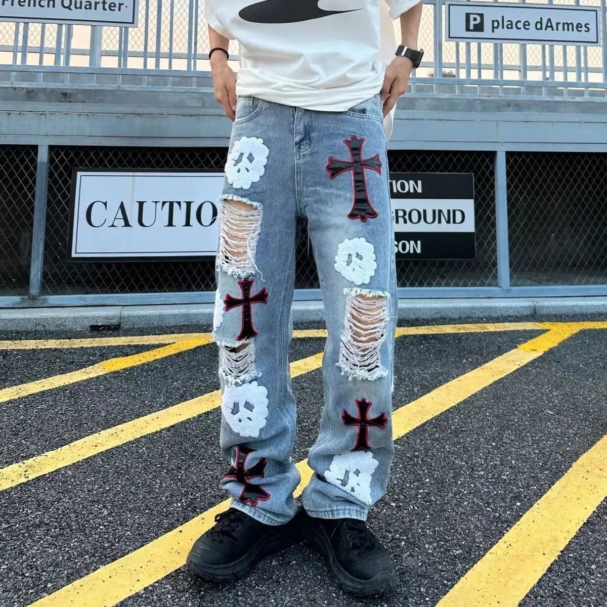 Unbranded Jeans Loose-Fit Graphic and Distressed Designs — 10