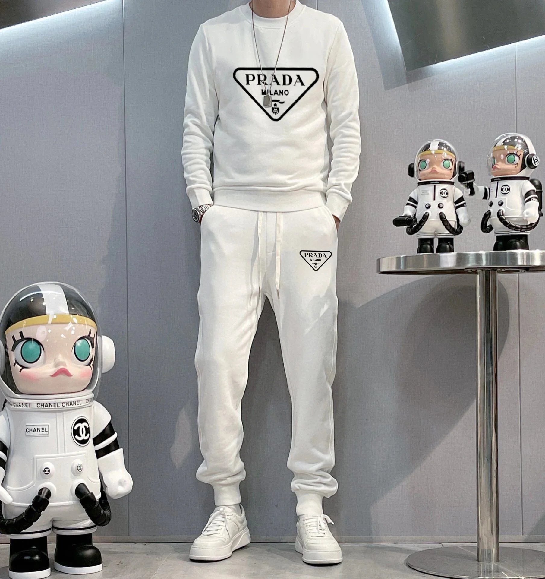Prada Matching Sets Logo Sweatshirt and Jogger Set image 4
