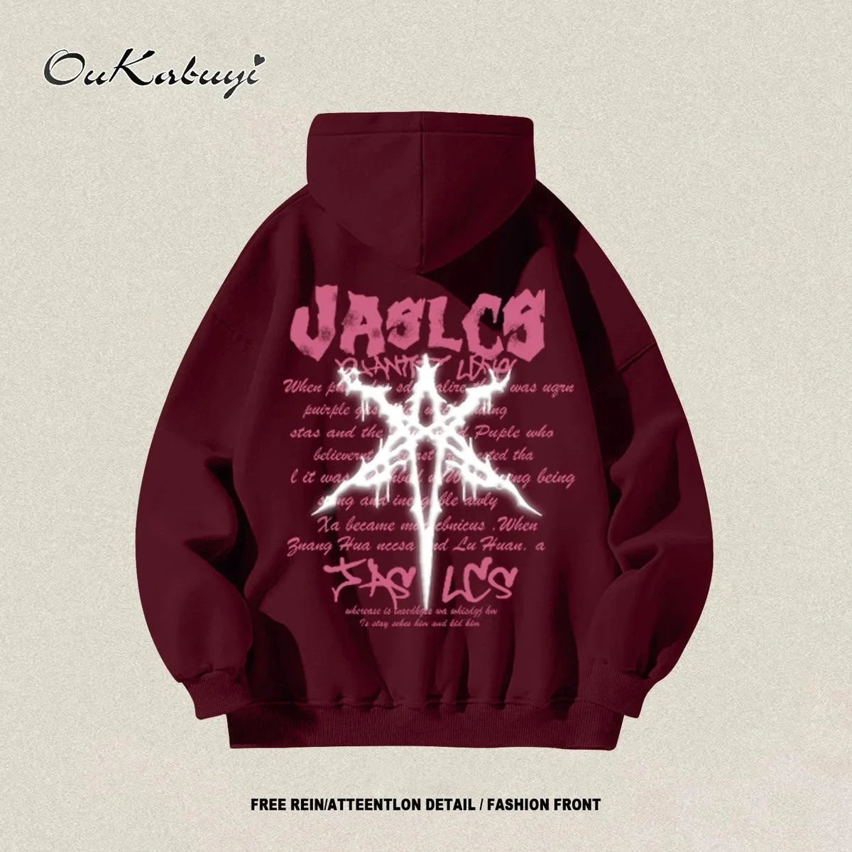 Unbranded Hoodies & Sweatshirts Oversized graphic print pullover — 39 Dark red