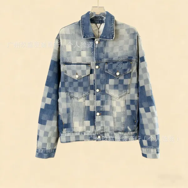 Patchwork Denim Jacket Blue Multicolor Denim-Jacket - 1