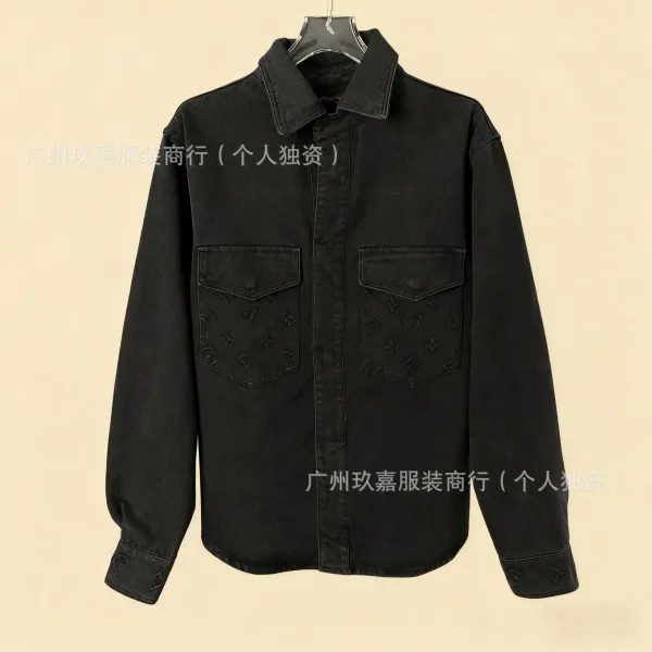 Louis Vuitton Monogram Embroidered Black Denim Shirt-Jacket - 1
