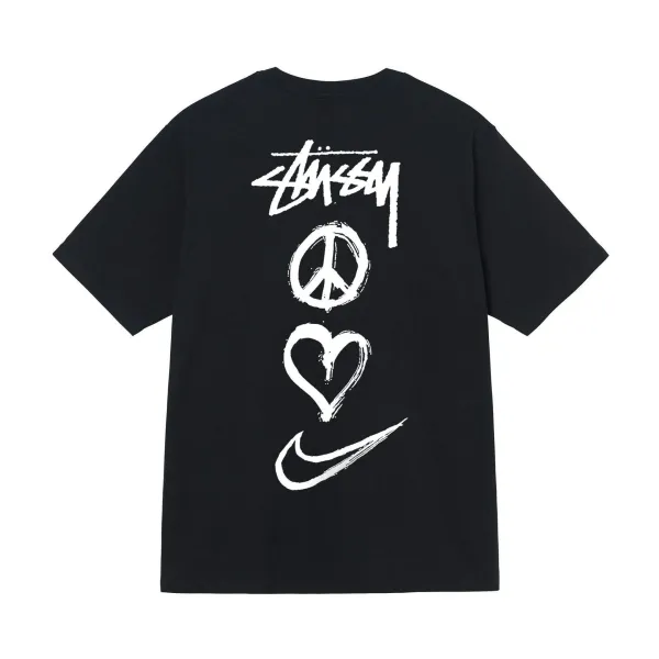 Stussy x Nike Peace Love Swoosh Black T-Shirt - 1
