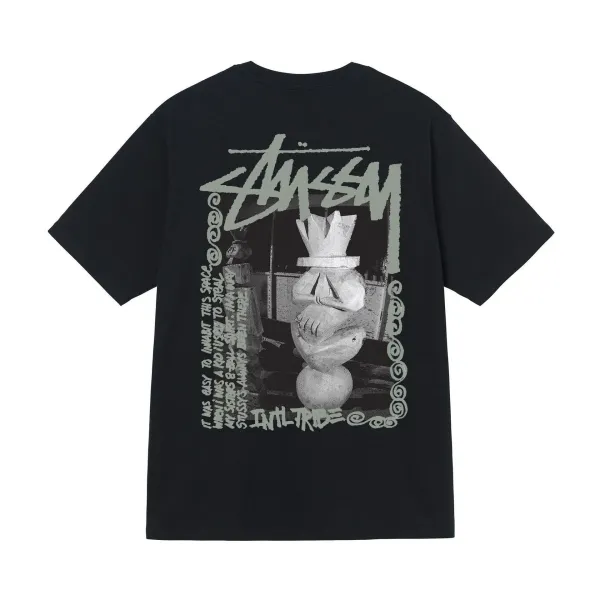 Stüssy x In4mation Tribe Graphic Print Black T-Shirt - 1