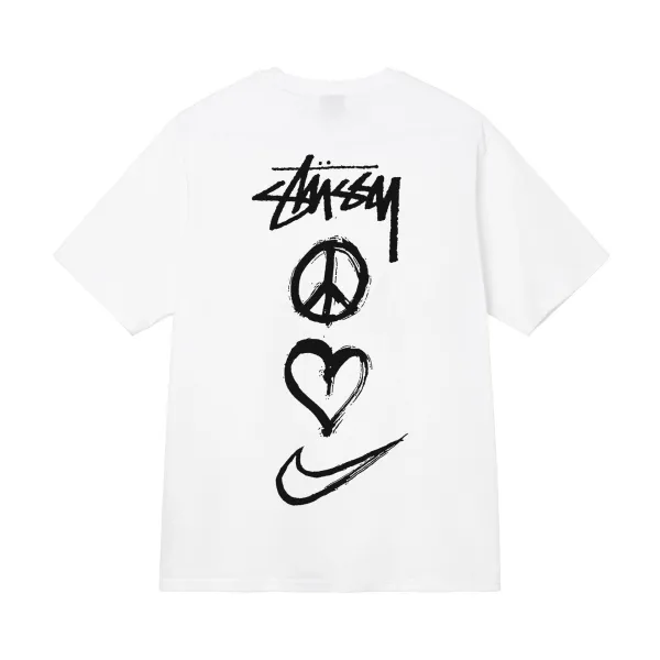 Stussy x Nike Peace Love Swoosh White T-Shirt - 1