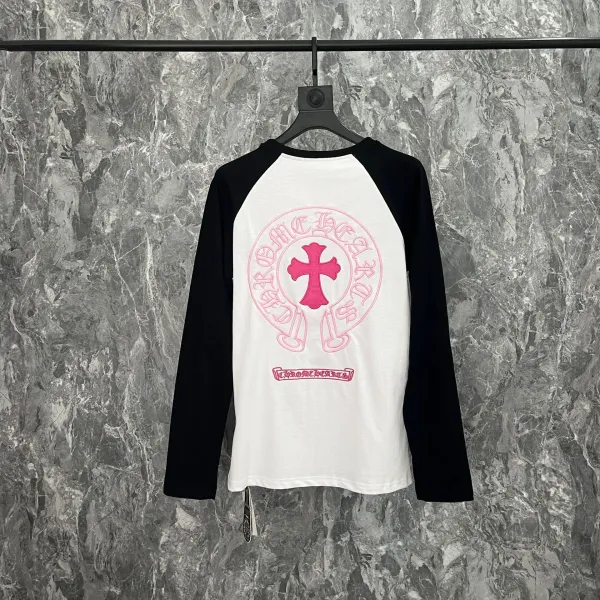 Chrome Hearts Cross Logo Raglan Long-Sleeve T-Shirt White/Pink/Black - 1