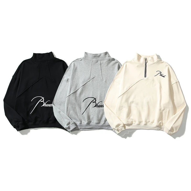 Phuad Black Grey Beige Half-Zip Sweatshirt