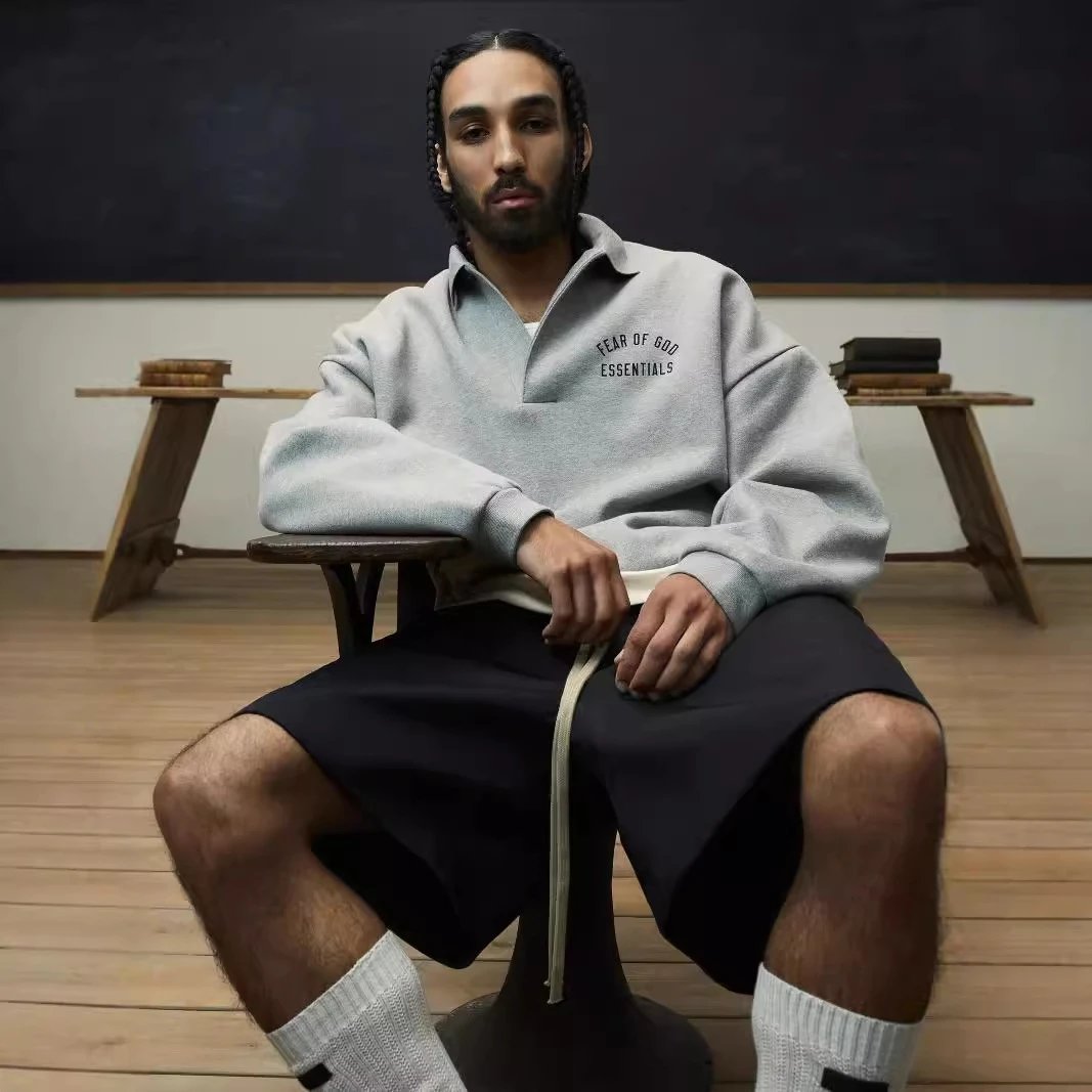 Fear of God Essentials Grey Quarter-Zip Sweatshirt