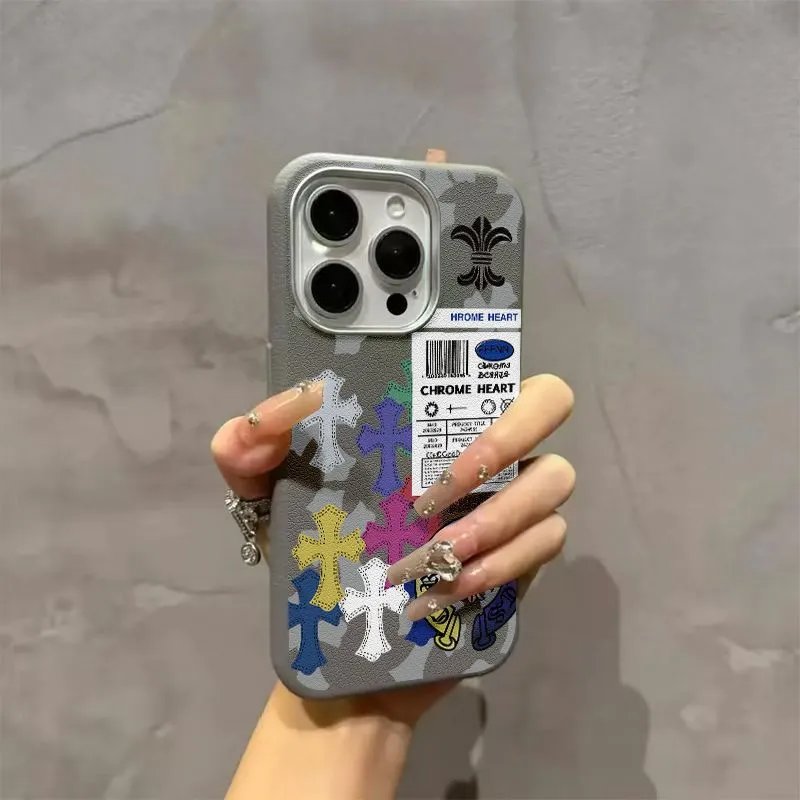 Metal frame leather pattern - gray - JSCKK colored cross