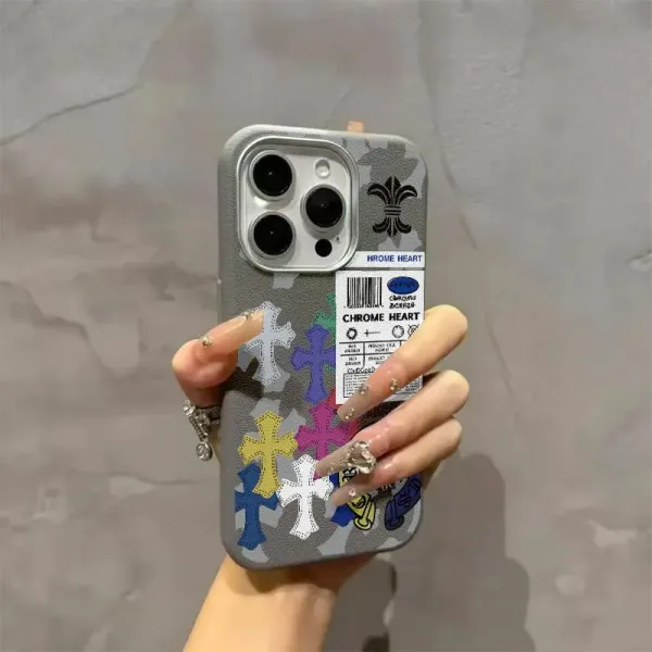 Chrome Hearts x iPhone Case Multicolor Camo Cross Print Phone Case - 1