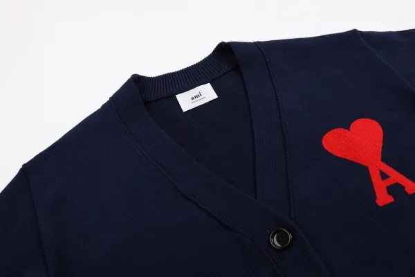 Ami Paris Heart Logo Cardigan Purple - 4