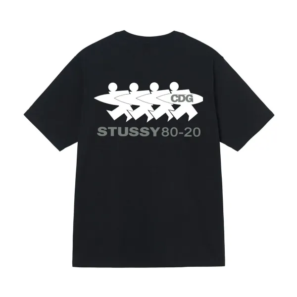 Stussy x Comme des Garçons 80-20 Surf Team Black T-Shirt - 1