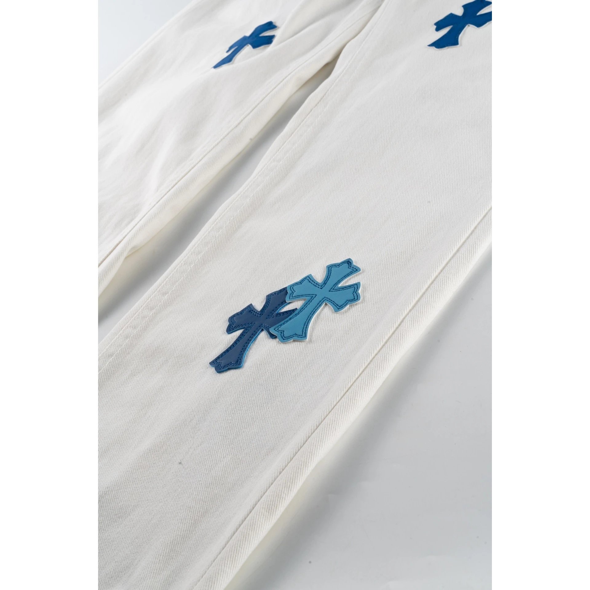 Chrome Hearts White Cross Embroidery Jeans