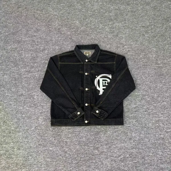 Denim Tears Logo Patch Black Denim Jacket - 1
