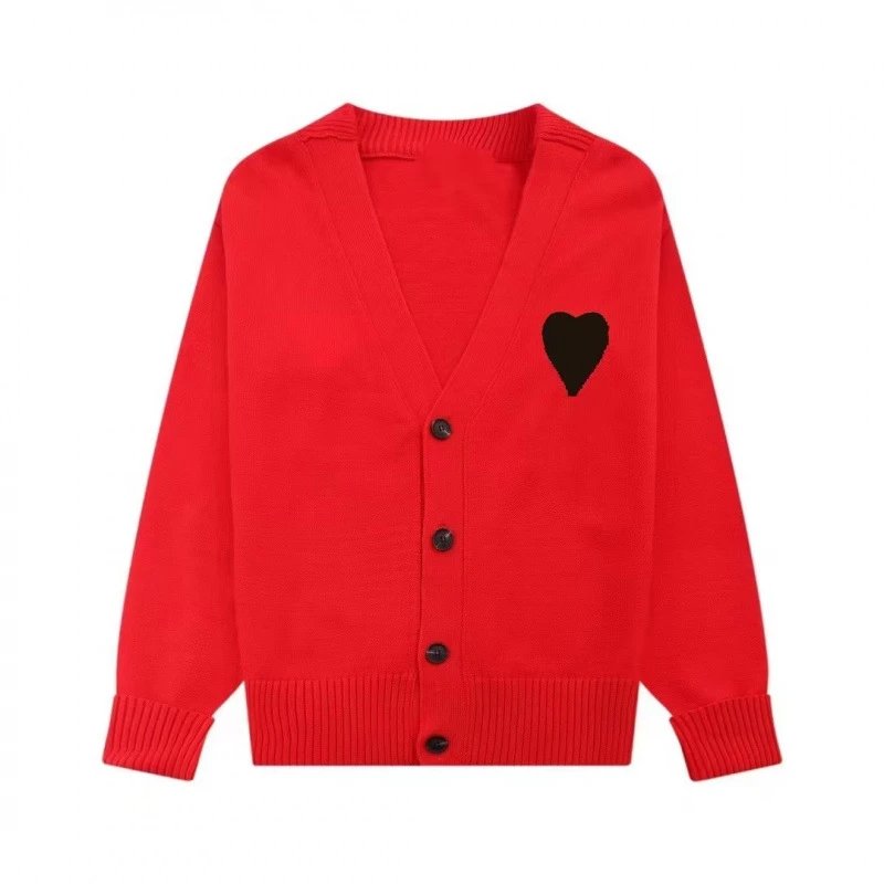 Red with a black heart【A 05 Jacquard cardigan】 SKU image
