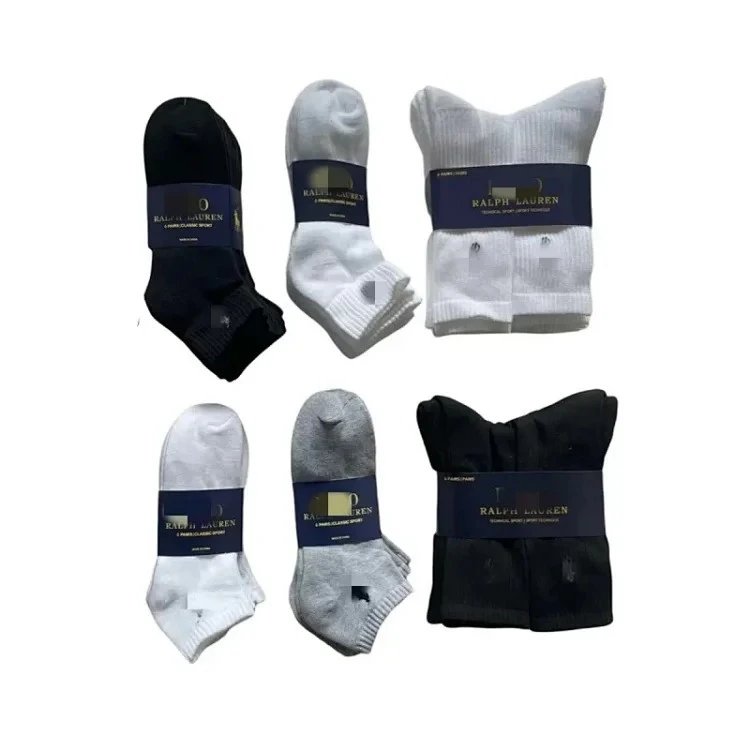 Lafu Laobao (corrected: Laf Laobao) Xiao Luo Terry Cloth Embroidered 6-Pack Original Men's Socks - Classic No-Show, Mid-Calf & High-Calf