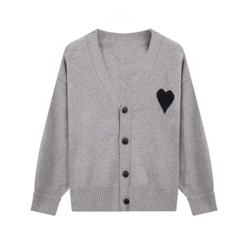 Gray with a black heart【A 05 Jacquard cardigan】 SKU image