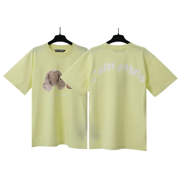 Palm Angels Teddy Bear Print T-Shirt Light Yellow - 1