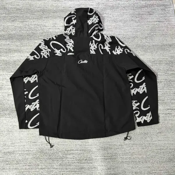 Elitework Graffiti Print Hooded Windbreaker Black - 9