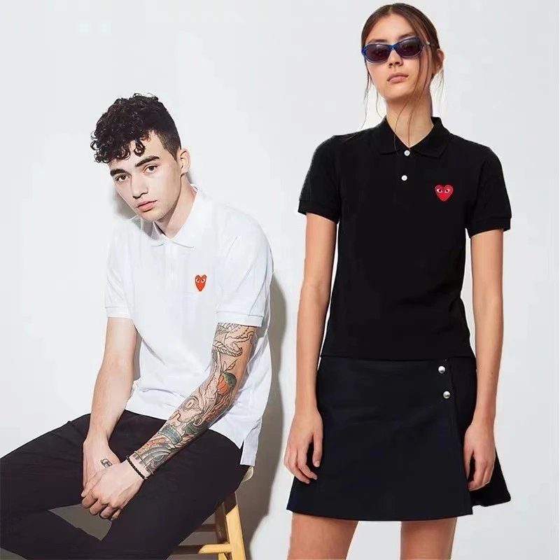 Comme des Garçons Play Red Heart Gray Polo - 4