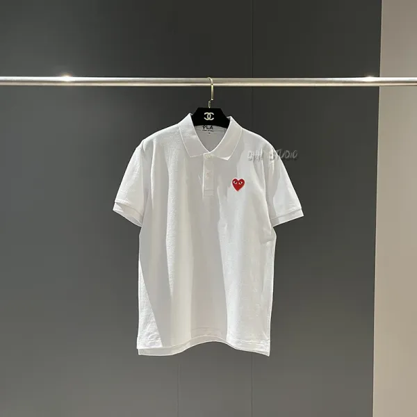 Comme des Garçons Play x Converse Heart Logo White Polo - 1