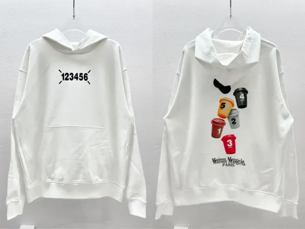 Maison Margiela Coffee Cup Graphic Hoodie White - 1