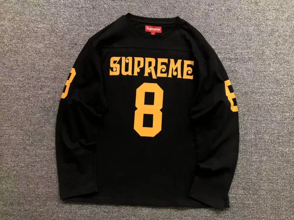 Supreme Football Jersey Black/White/Olive/Red Long Sleeve Shirt - 42
