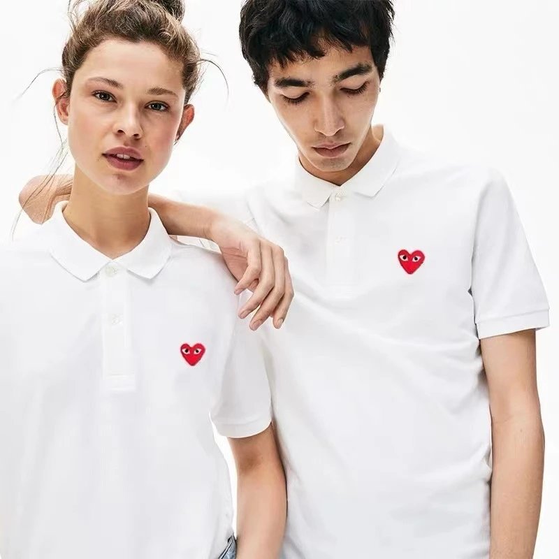 Comme des Garçons Play Red Heart Gray Polo - 5