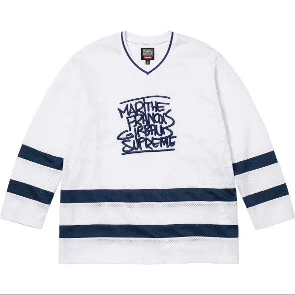 Supreme Football Jersey Black/White/Olive/Red Long Sleeve Shirt - 14