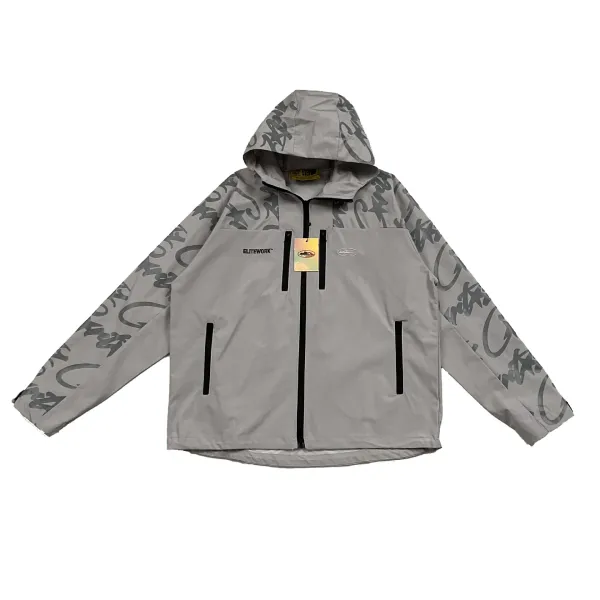 Elitework Graffiti Print Hooded Windbreaker Black - 20