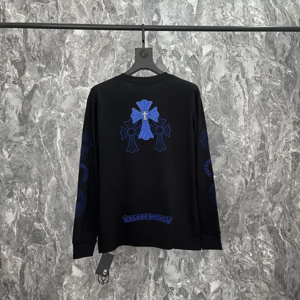 Chrome Hearts Triple Cross Embroidered Black Long-Sleeve T-Shirt - 1
