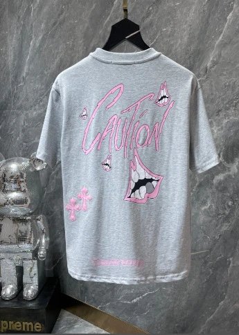 Off-White Caution Graphic Print Gray T-Shirt - 37