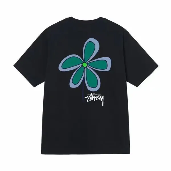 Stüssy Flower Graphic Black T-Shirt - 1