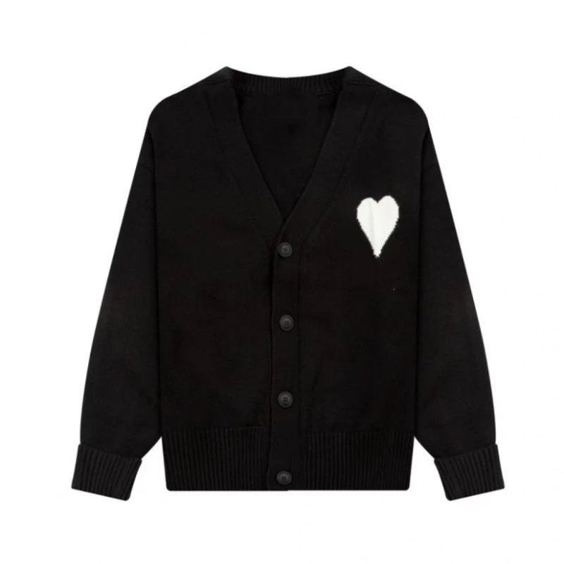 Black with a white heart【A 05 Jacquard cardigan】 SKU image