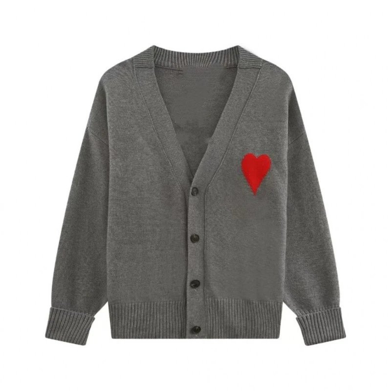 Dark gray red heart【A 05 Jacquard cardigan】 SKU image